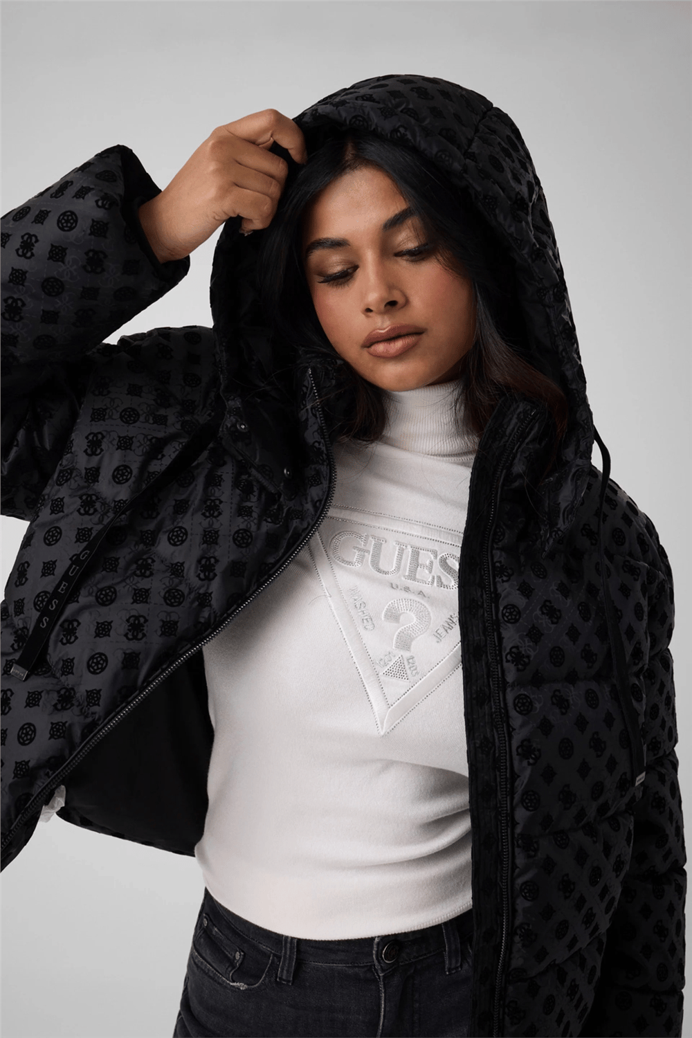 Guess Daisy Kadın Şişme Mont Siyah