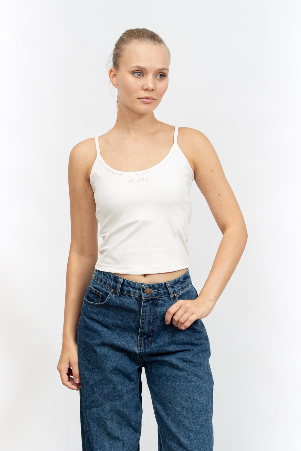 Guess Kadın Askılı T-Shirt Krem