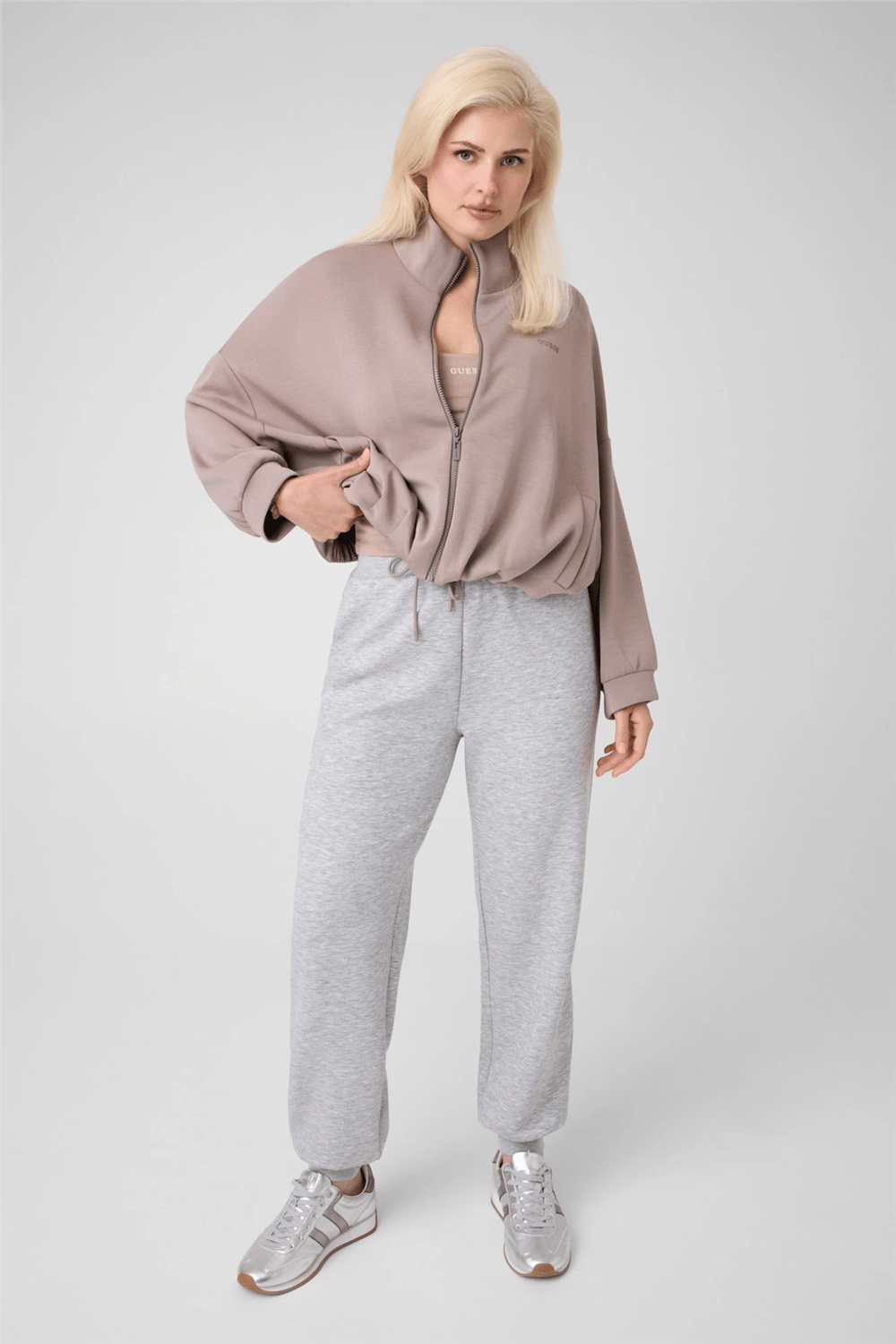 Guess Lyra Kadın Aktif Modal Karışımlı Fermuarlı Sweatshirt