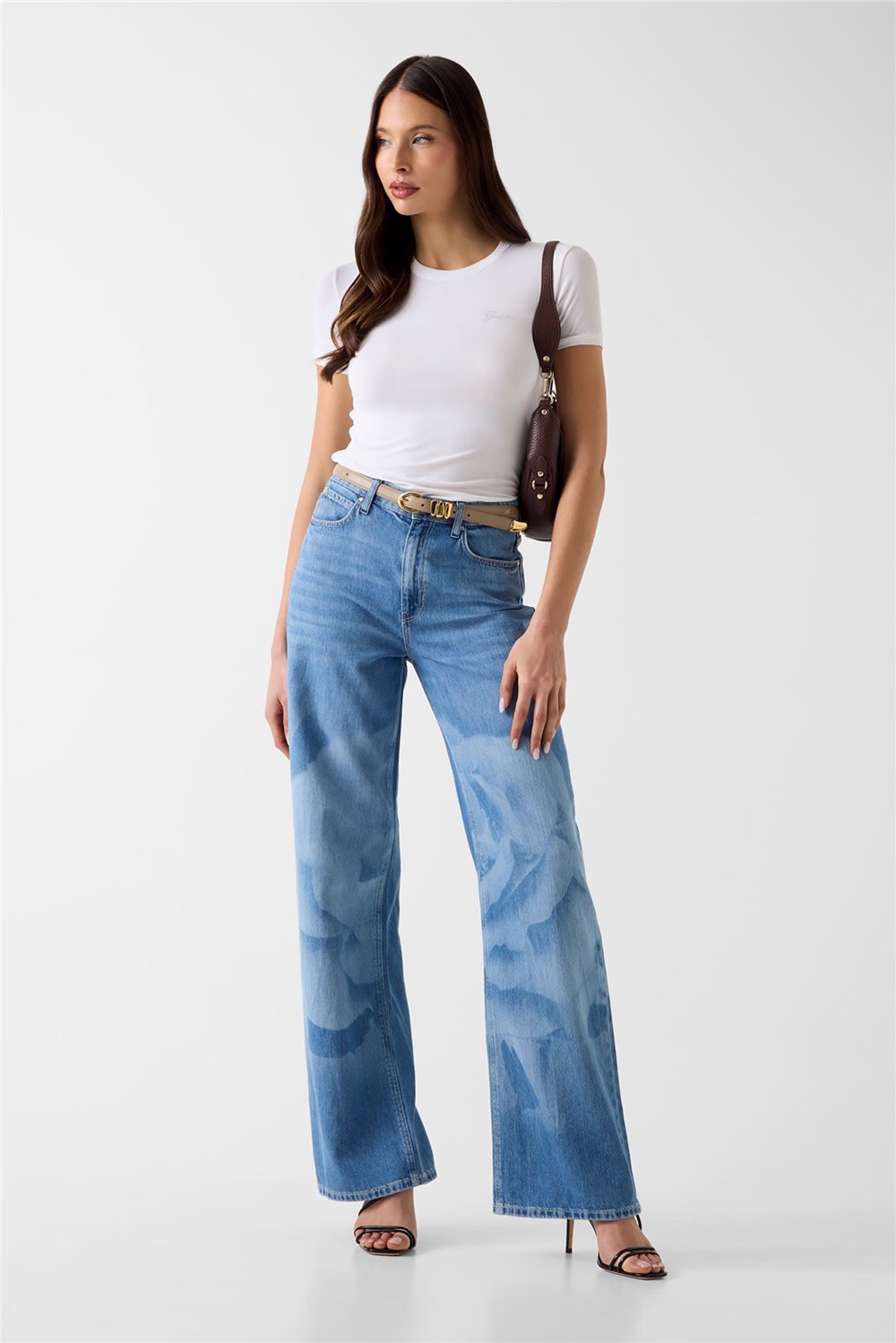 Guess Miny Kadın Modal Slim Fit Bisiklet Yaka T-Shirt Beyaz