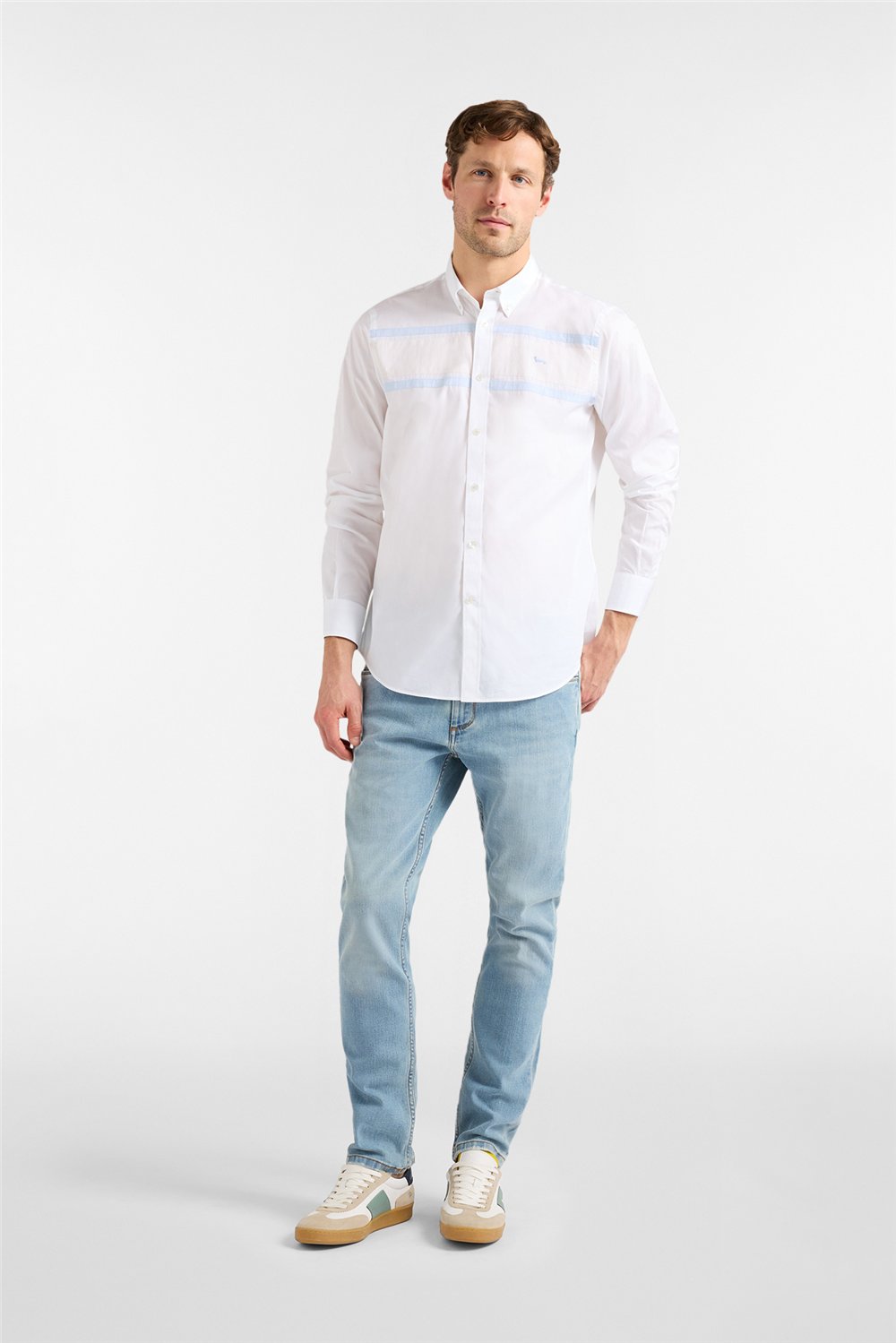 Harmont Blaine Camicia Fascette Petto Erkek Gömlek Beyaz