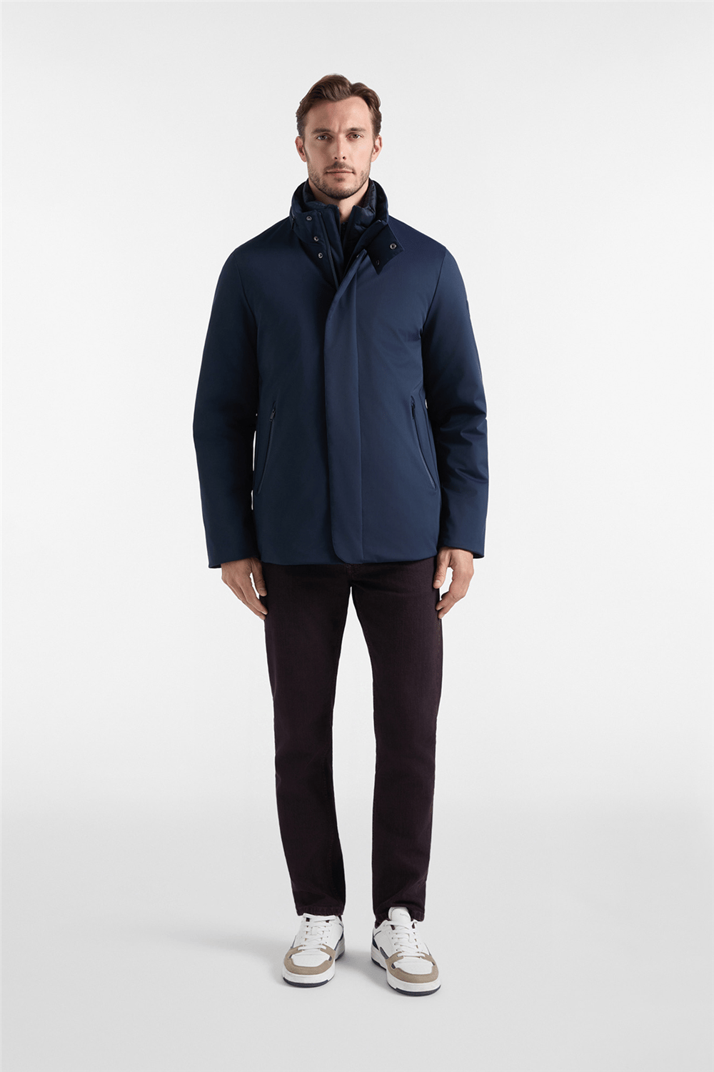 Harmont Blaine Field Jacket In Nylon Stret Erkek Mont Lacivert
