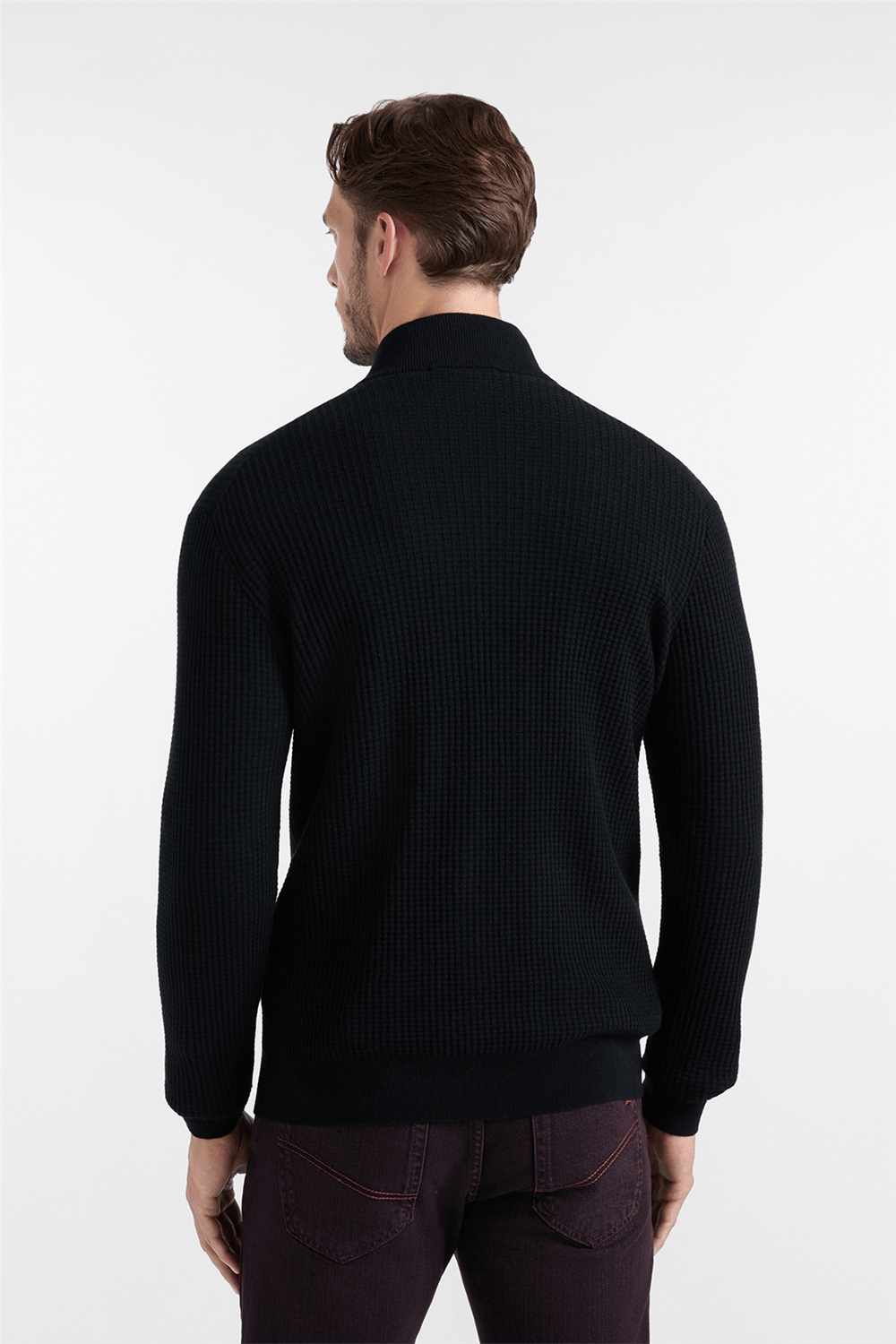 Harmont Blaine Full Zip Basic 3D Erkek Triko Siyah