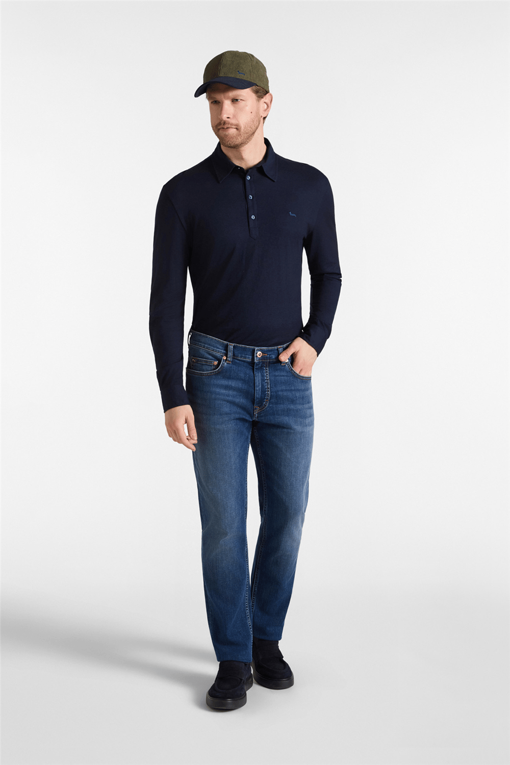 Harmont Blaine Polo In Jersey Cotone L Erkek Polo Yaka T-Shirt Lacivert