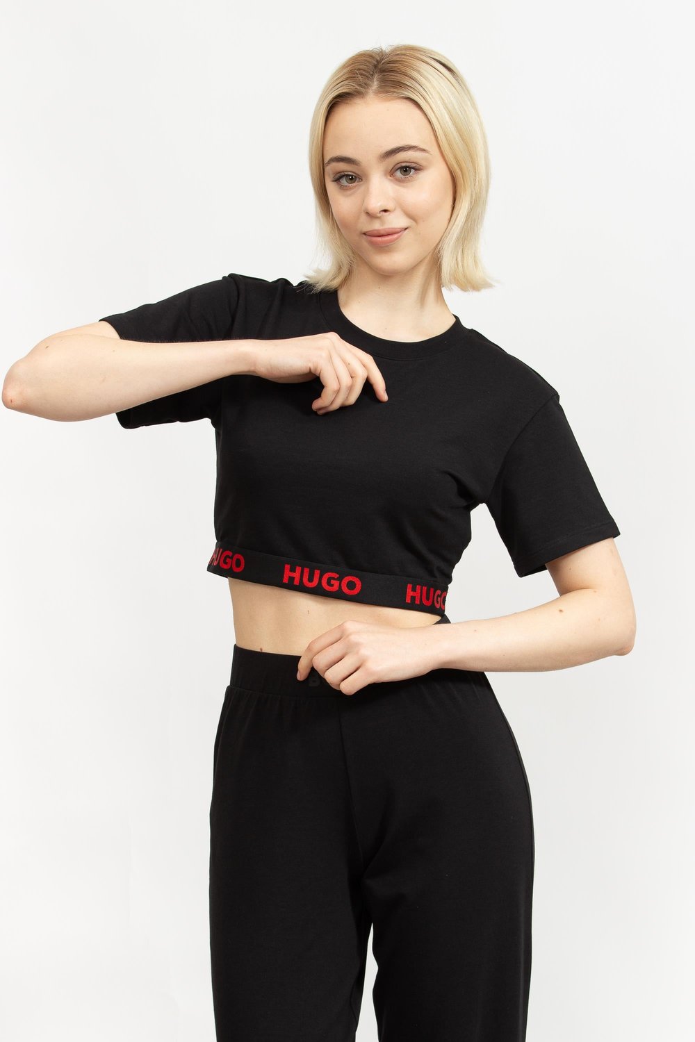 Hugo Kadın Bisiklet Yaka T-Shirt Siyah