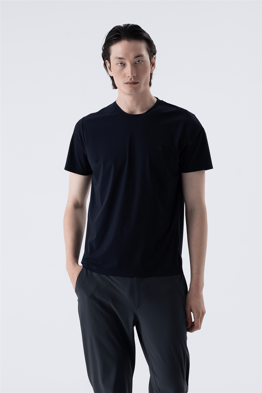 ISAORA Erkek Bisiklet Yaka T-Shirt Lacivert