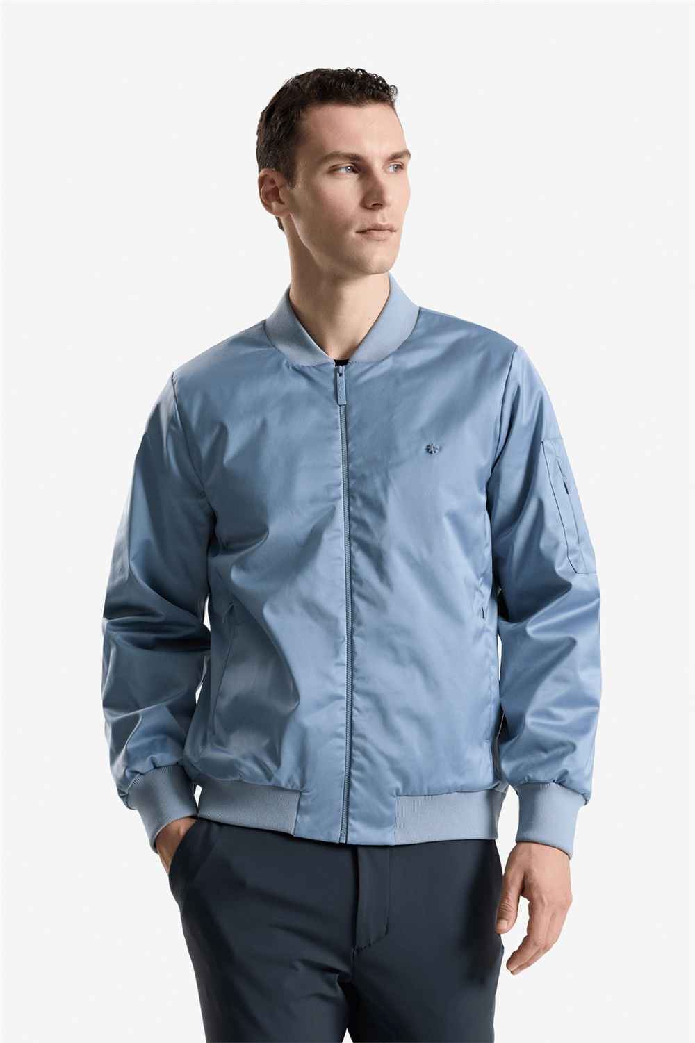 Isaora Satin Bomber Erkek Bomber Mont İndigo Mavi