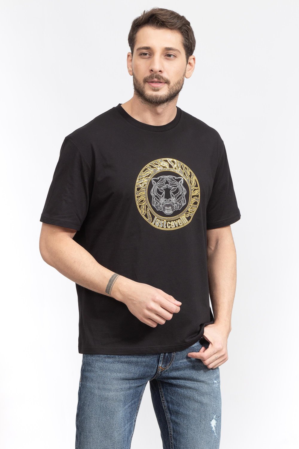 Just Cavalli Erkek Bisiklet Yaka T-Shirt Siyah