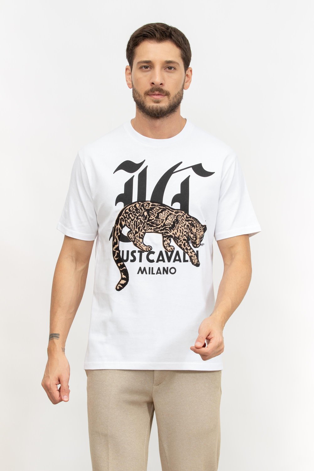 Just Cavalli Erkek Bisiklet Yaka T-Shirt Beyaz
