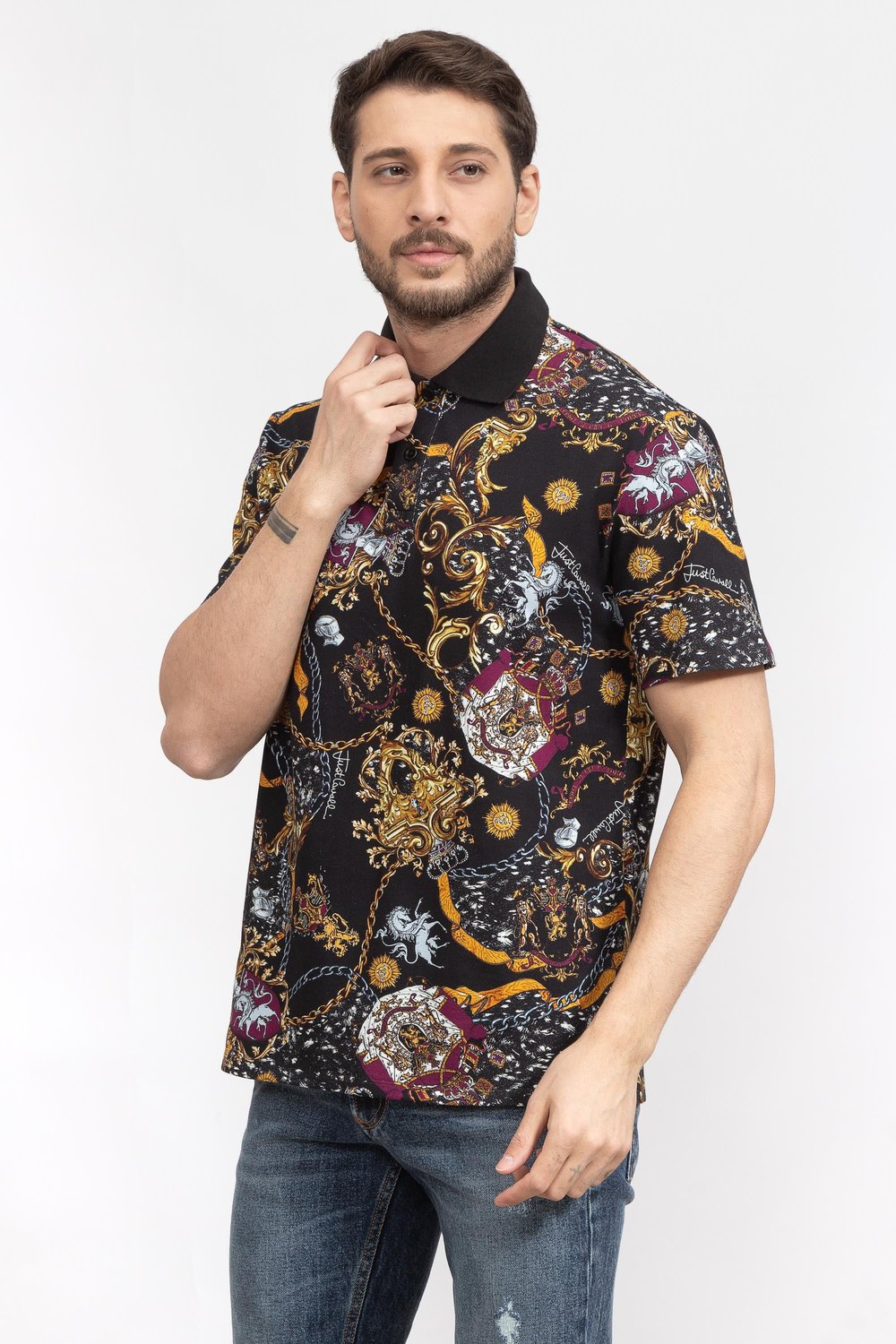 Just Cavalli Erkek Polo Yaka T-Shirt Siyah