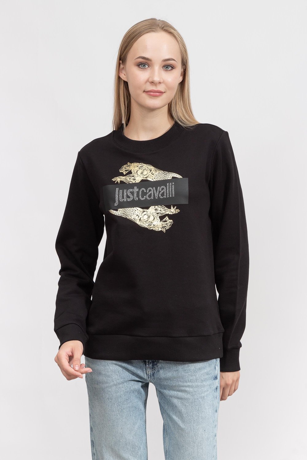 Just Cavalli Kadın Bisiklet Yaka Sweatshirt Siyah