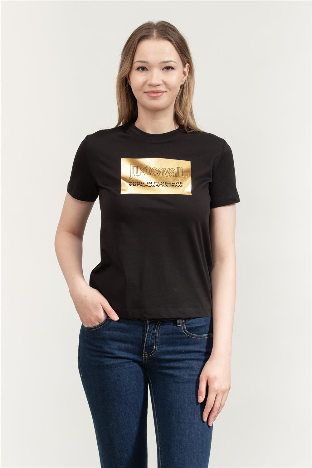 Just Cavalli Kadın Bisiklet Yaka T-Shirt Siyah