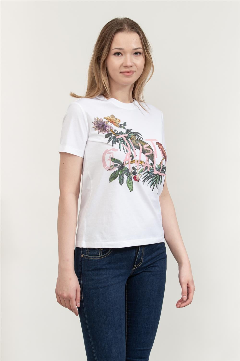 Just Cavalli Kadın Bisiklet Yaka T-Shirt Beyaz