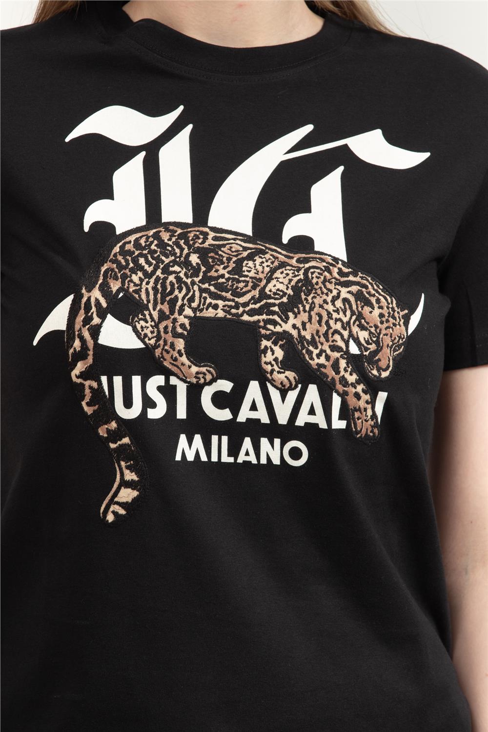 Just Cavalli Kadın Bisiklet Yaka T-Shirt Siyah