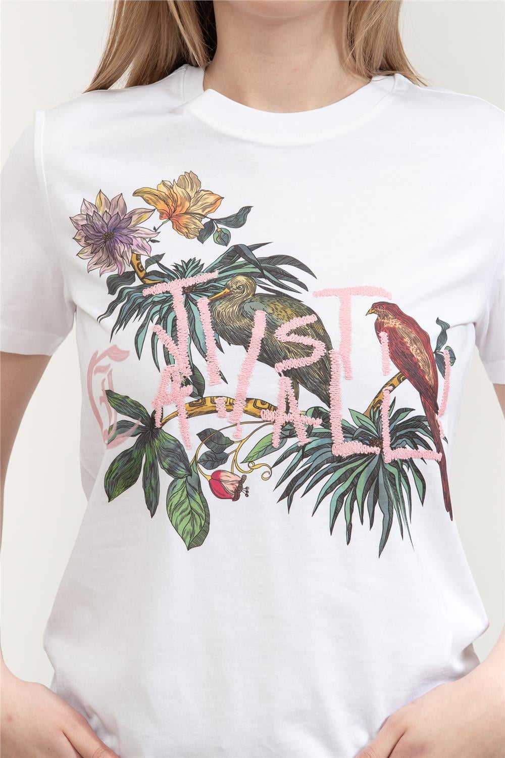 Just Cavalli Kadın Bisiklet Yaka T-Shirt Beyaz