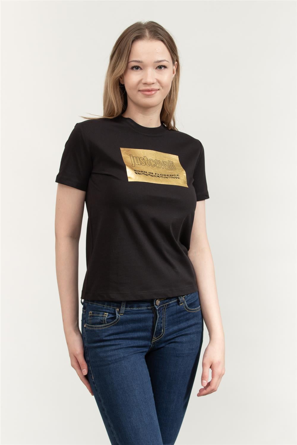 Just Cavalli Kadın Bisiklet Yaka T-Shirt Siyah