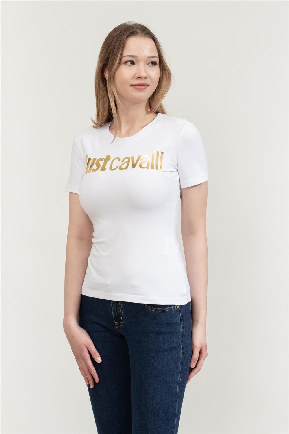 Just Cavalli Kadın Bisiklet Yaka T-Shirt Beyaz