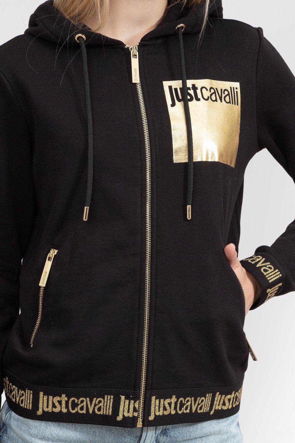 Just Cavalli Kadın Fermuarlı Sweatshirt Siyah
