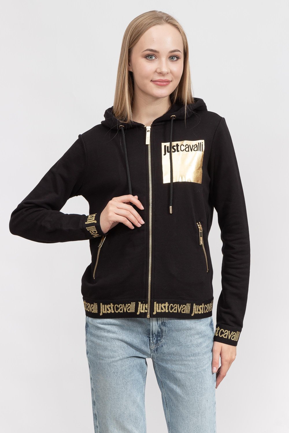 Just Cavalli Kadın Fermuarlı Sweatshirt Siyah