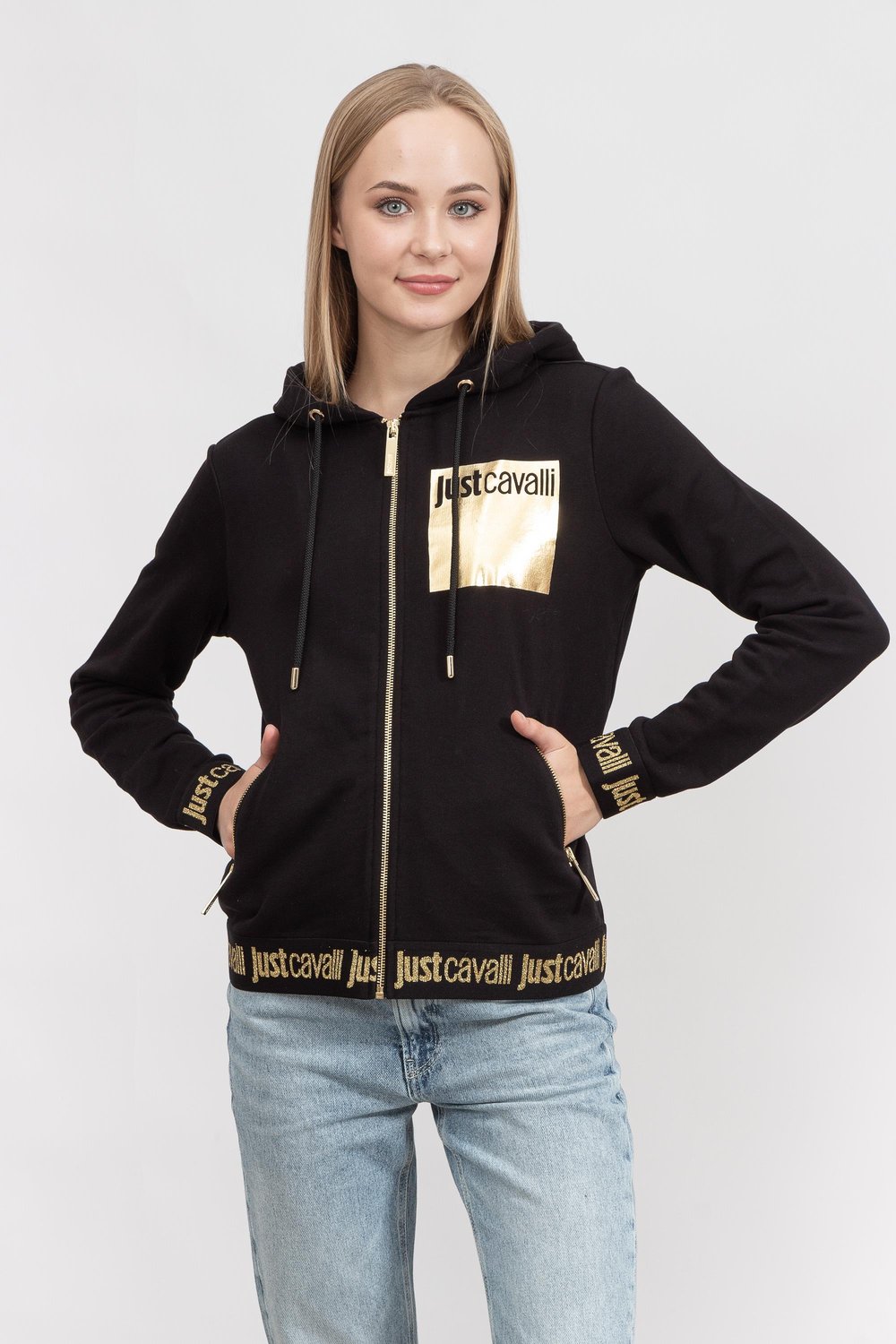 Just Cavalli Kadın Fermuarlı Sweatshirt Siyah