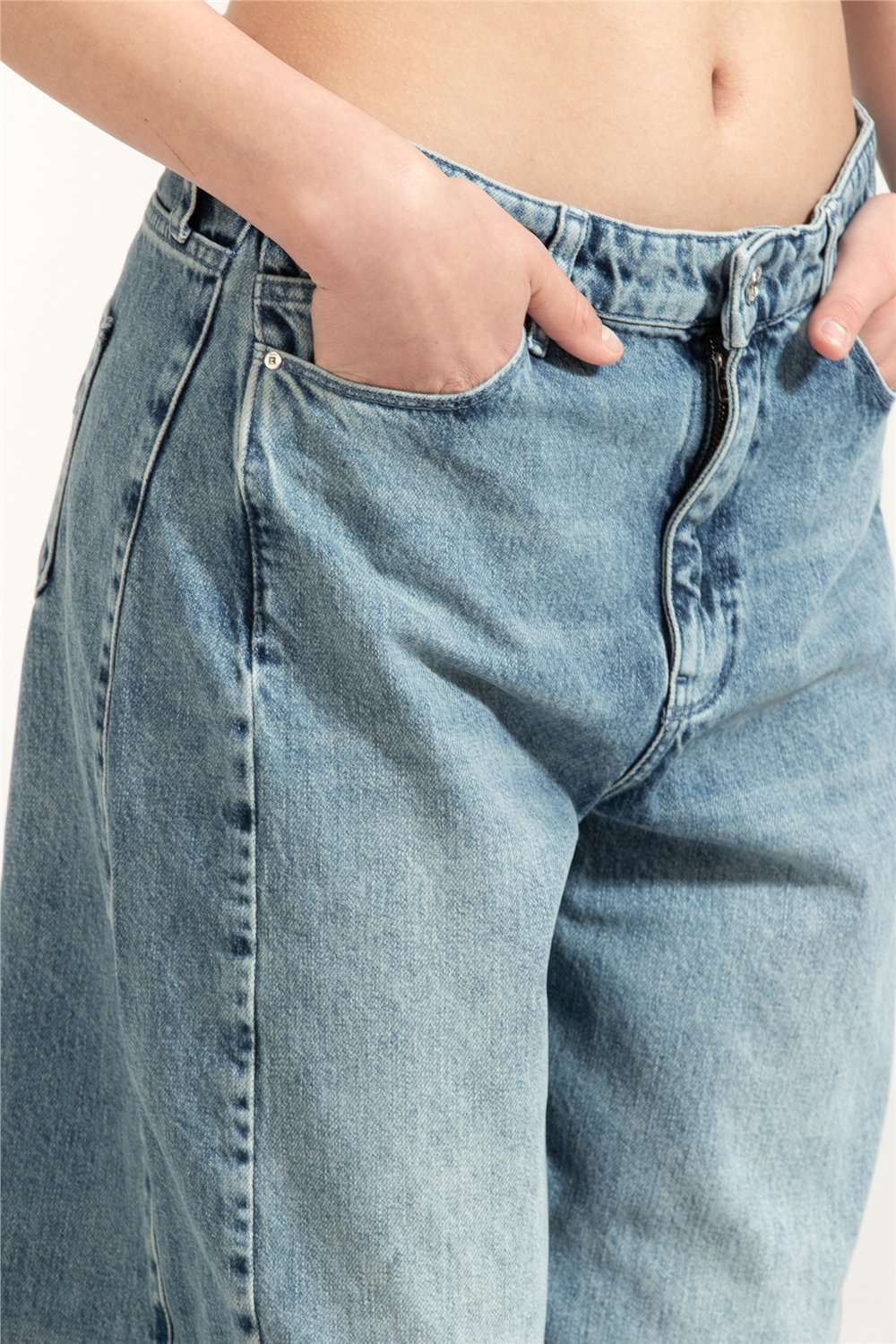 Karl Lagerfeld Barrel Denim Pants Kadın Jean Pantolon Mavi
