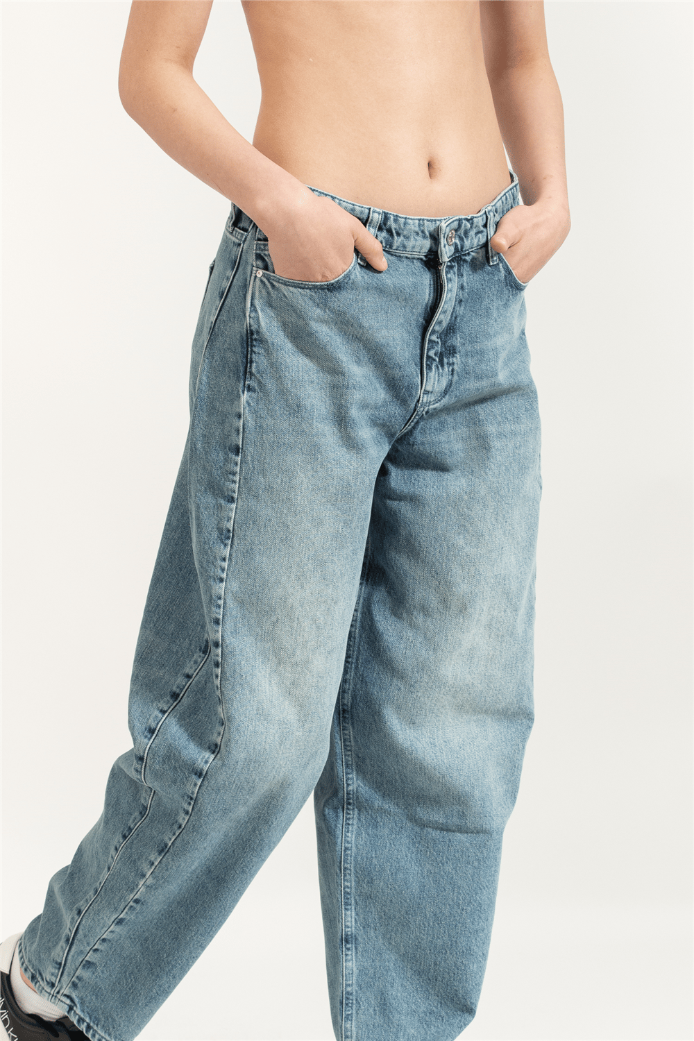Karl Lagerfeld Barrel Denim Pants Kadın Jean Pantolon Mavi