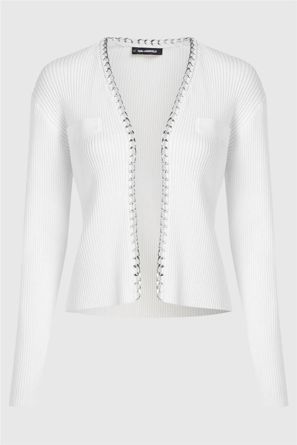 Karl Lagerfeld Chain Detail Knit Cardigan Kadın Hırka Beyaz