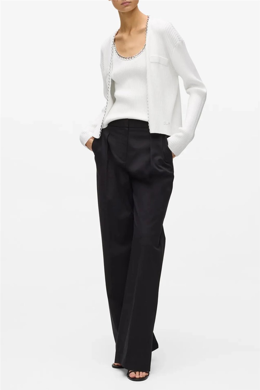 Karl Lagerfeld Chain Detail Knit Top Kadın Triko Beyaz