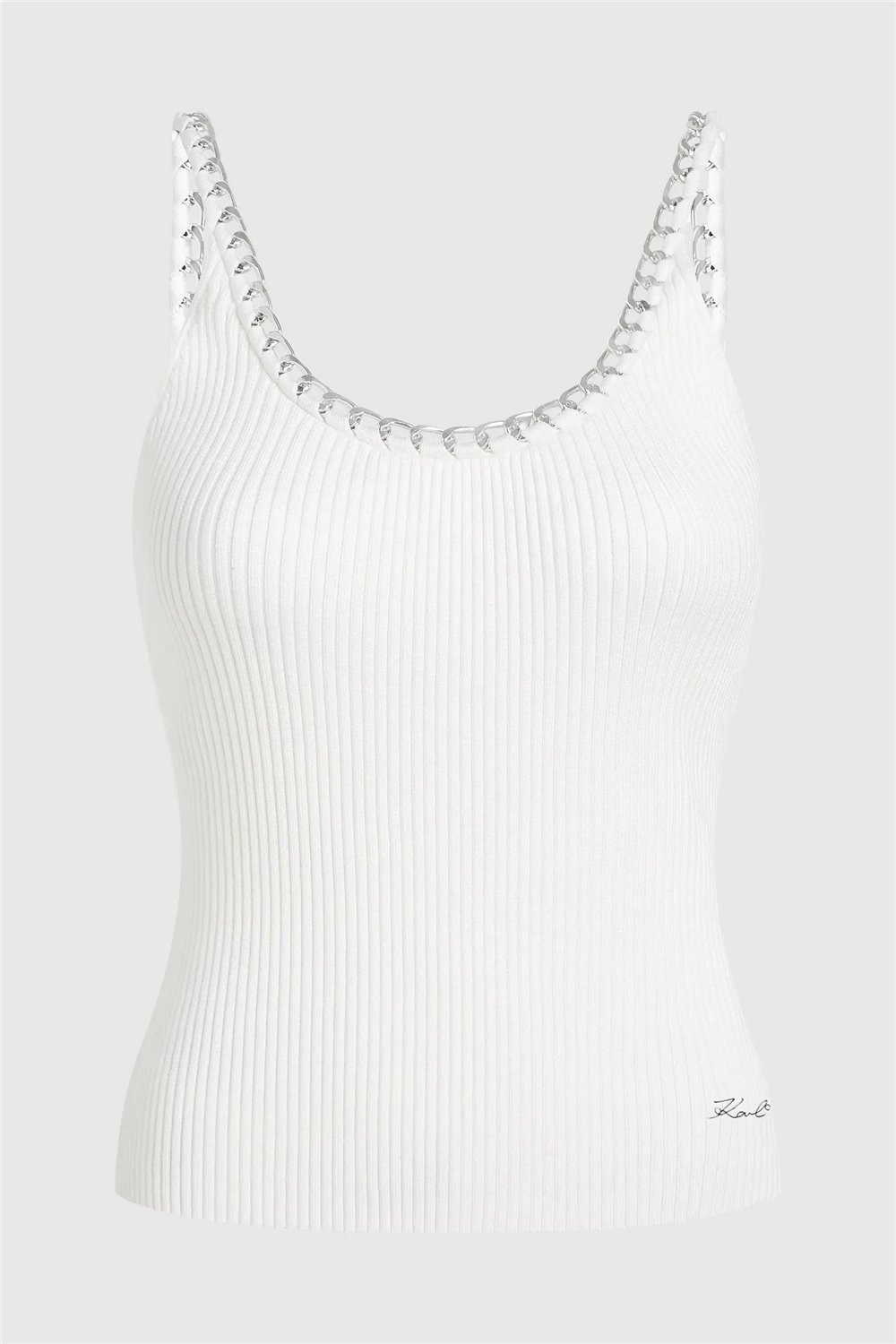 Karl Lagerfeld Chain Detail Knit Top Kadın Triko Beyaz