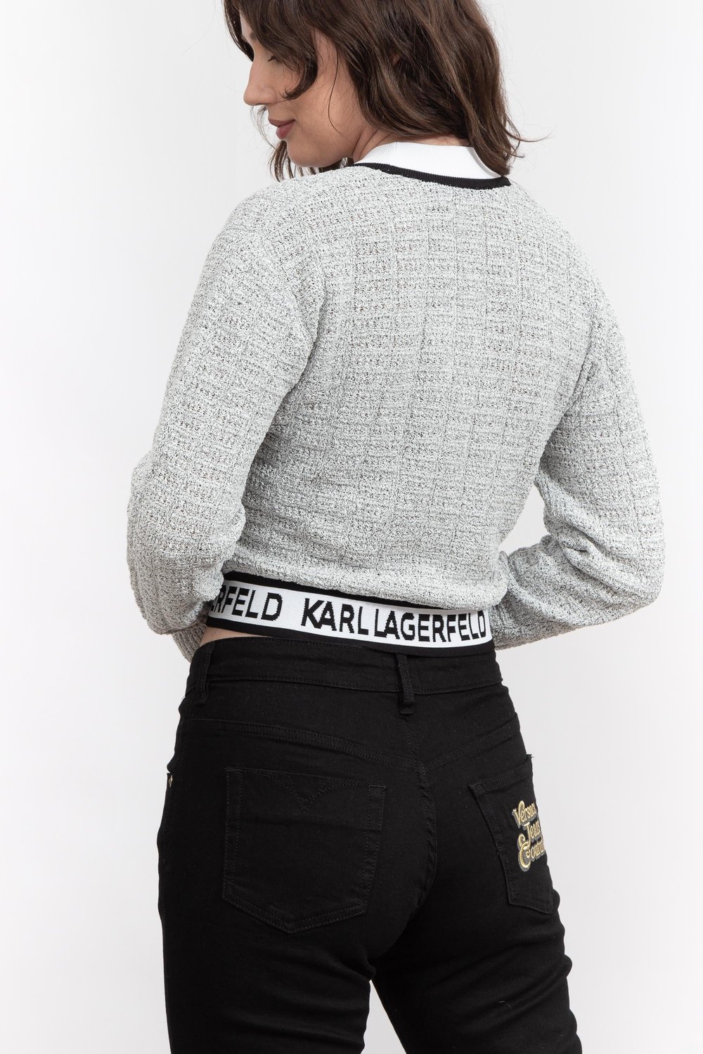 Karl Lagerfeld Cropped Kadın Hırka Siyah