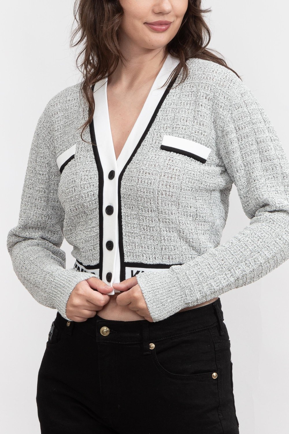 Karl Lagerfeld Cropped Kadın Hırka Siyah