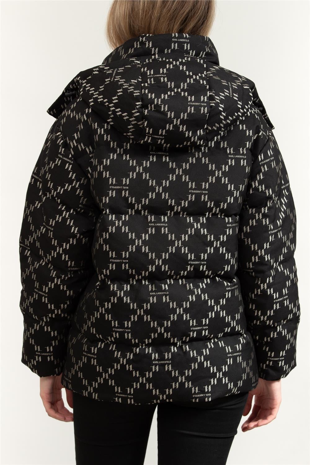 Karl Lagerfeld Diamond Jacquard Down Kadın Mont
