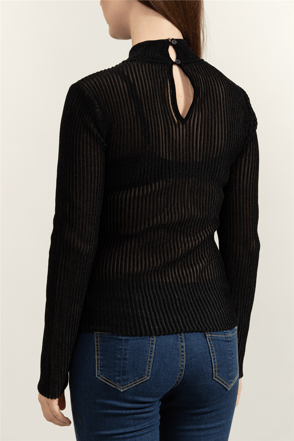 Karl Lagerfeld Elegant Flock Mock Neck Kadın Triko