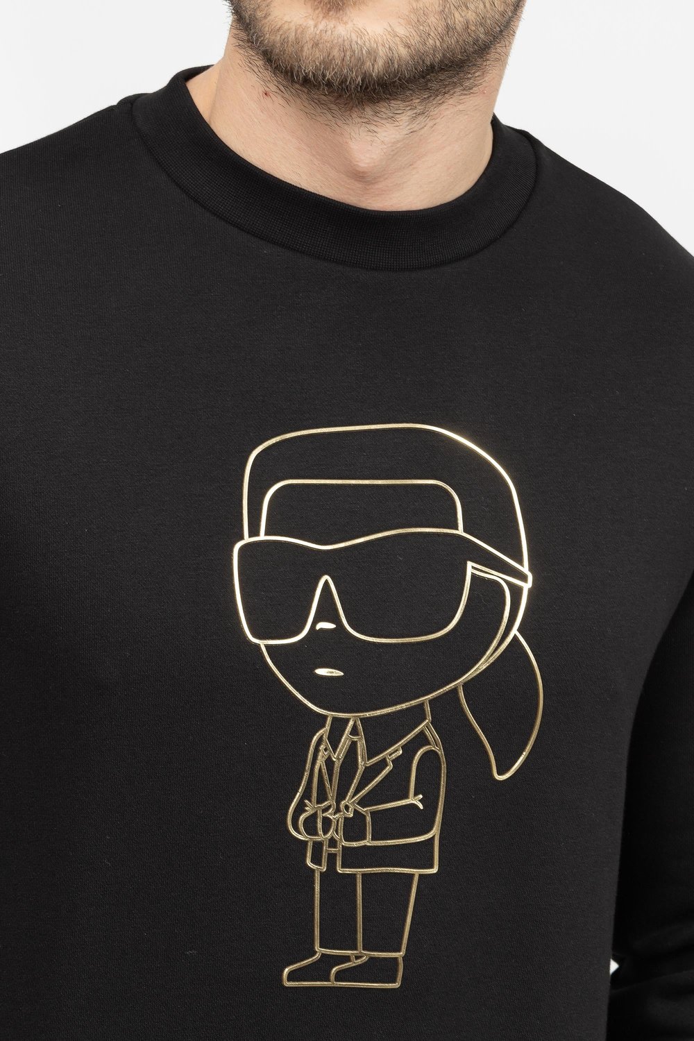 Karl Lagerfeld Erkek Bisiklet Yaka Sweatshirt Altın