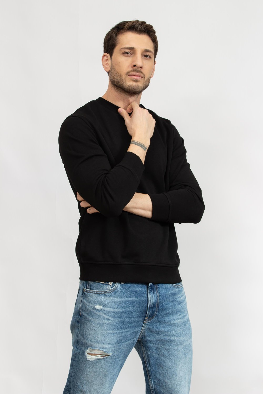 Karl Lagerfeld Erkek Bisiklet Yaka Sweatshirt Siyah
