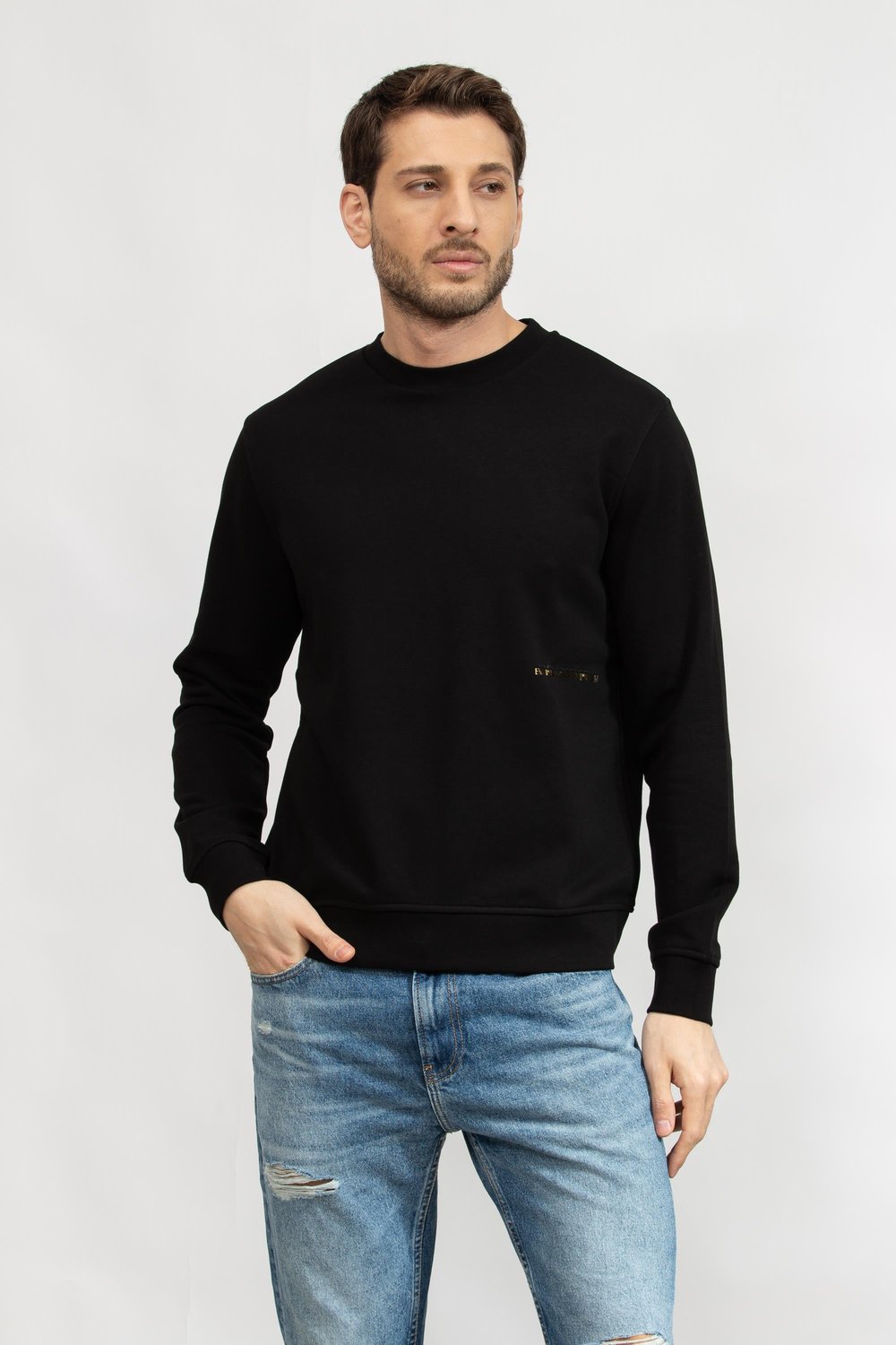 Karl Lagerfeld Erkek Bisiklet Yaka Sweatshirt Siyah