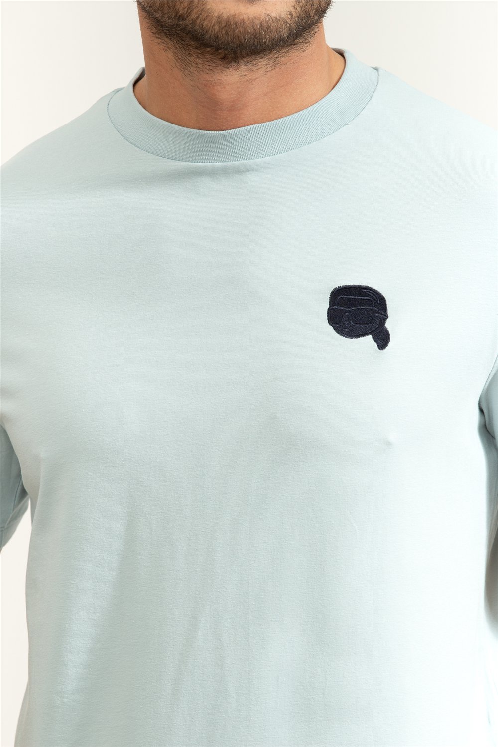 Karl Lagerfeld Erkek Bisiklet Yaka T-Shirt Açık Mavi