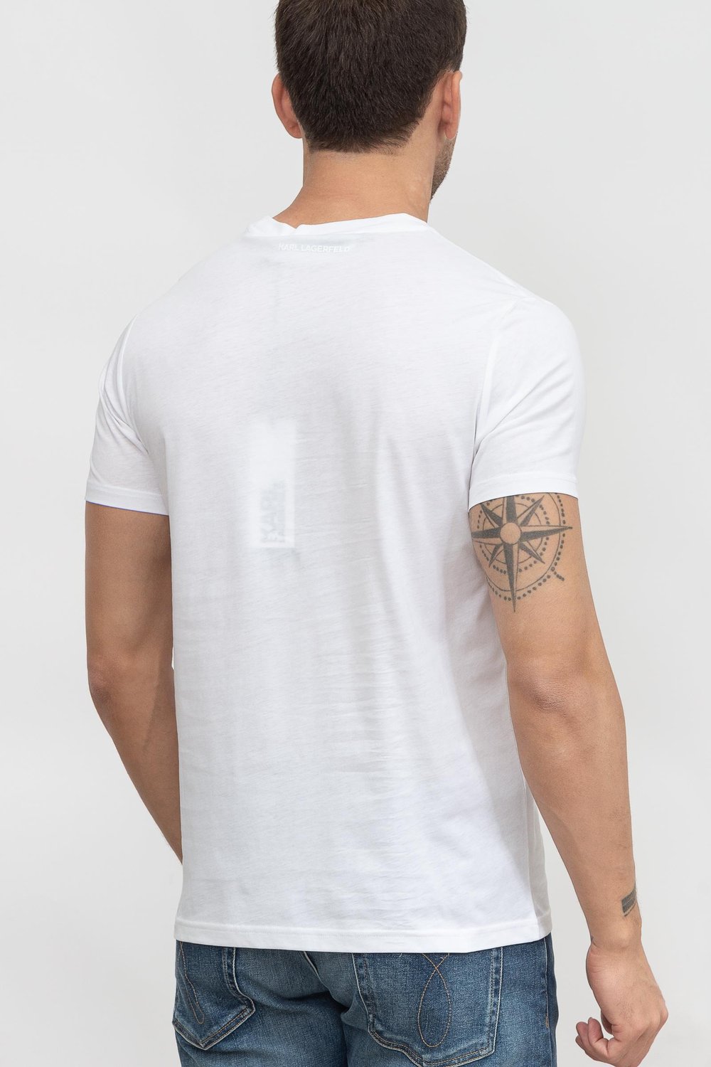 Karl Lagerfeld Erkek Bisiklet Yaka T-Shirt Beyaz