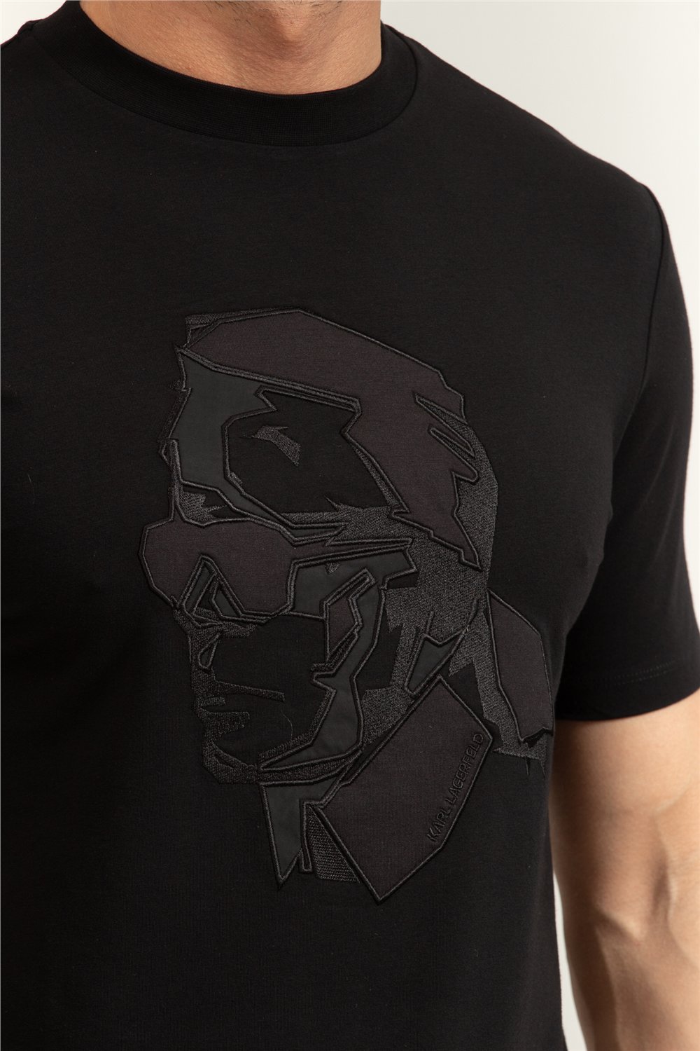 Karl Lagerfeld Erkek Bisiklet Yaka T-Shirt Siyah