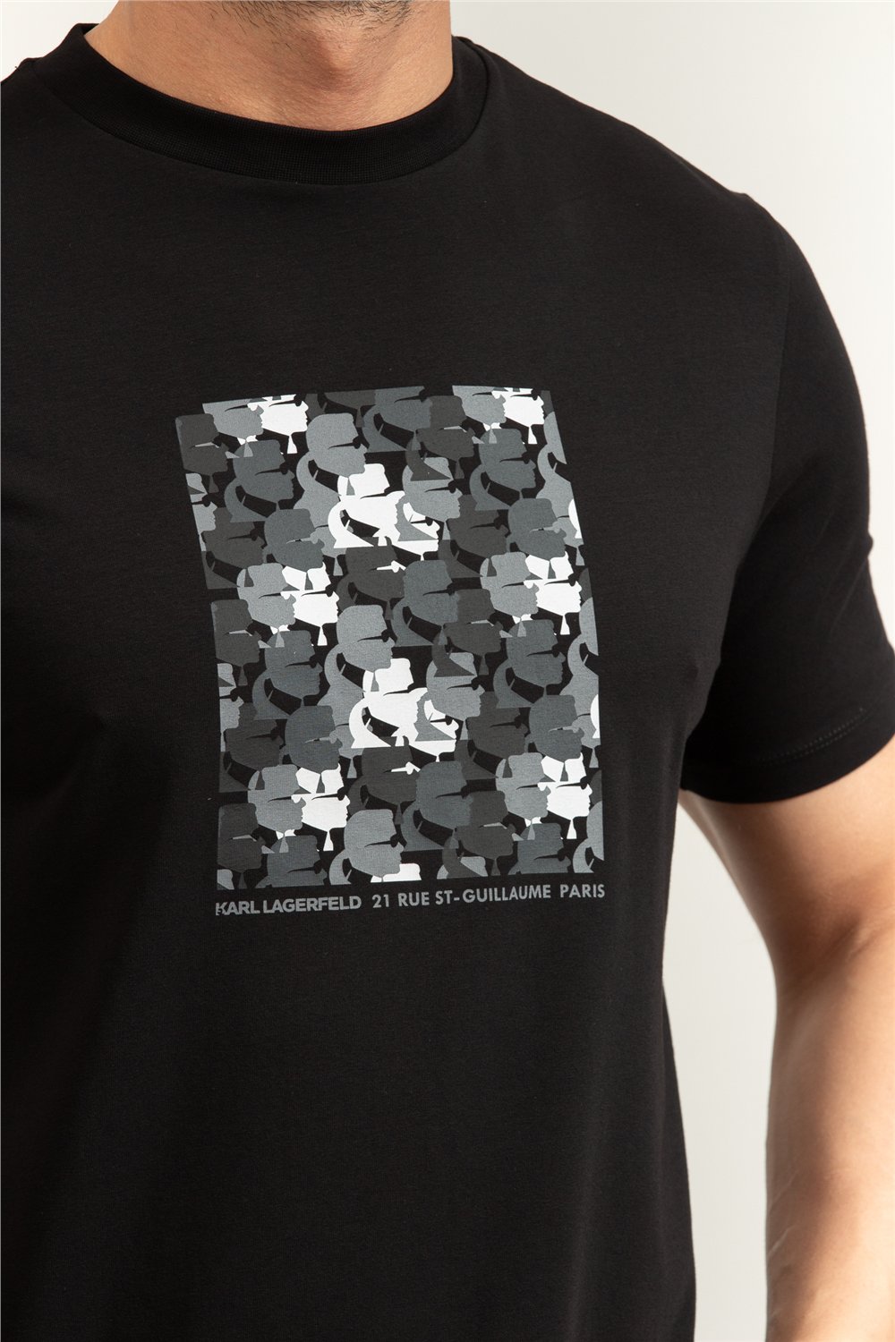 Karl Lagerfeld Erkek Bisiklet Yaka T-Shirt Siyah