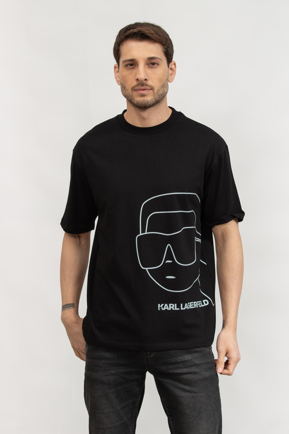 Karl Lagerfeld Erkek Bisiklet Yaka T-Shirt Siyah