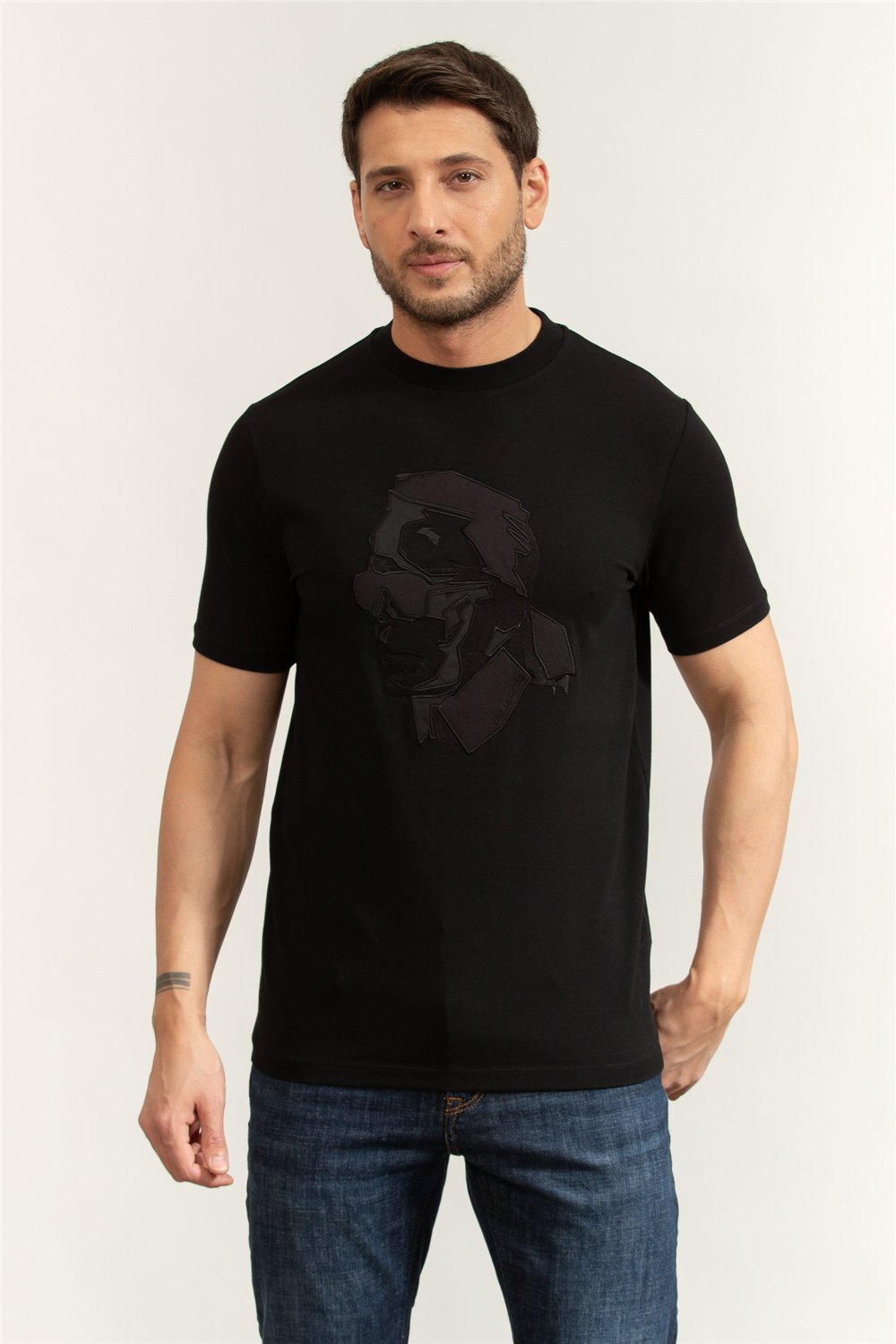 Karl Lagerfeld Erkek Bisiklet Yaka T-Shirt Siyah