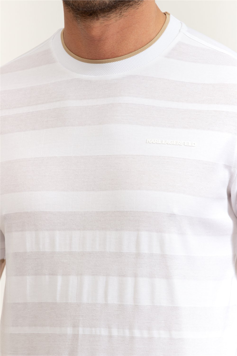Karl Lagerfeld Erkek Bisiklet Yaka T-Shirt Beyaz