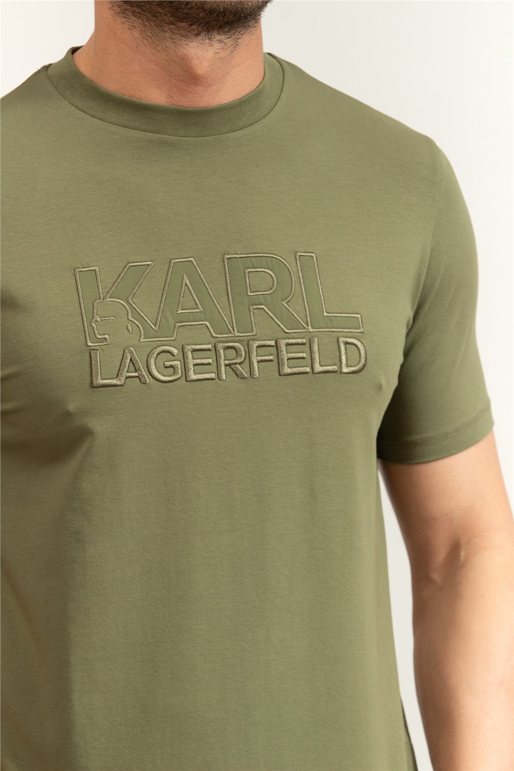 Karl Lagerfeld Erkek Bisiklet Yaka T-Shirt Yeşil