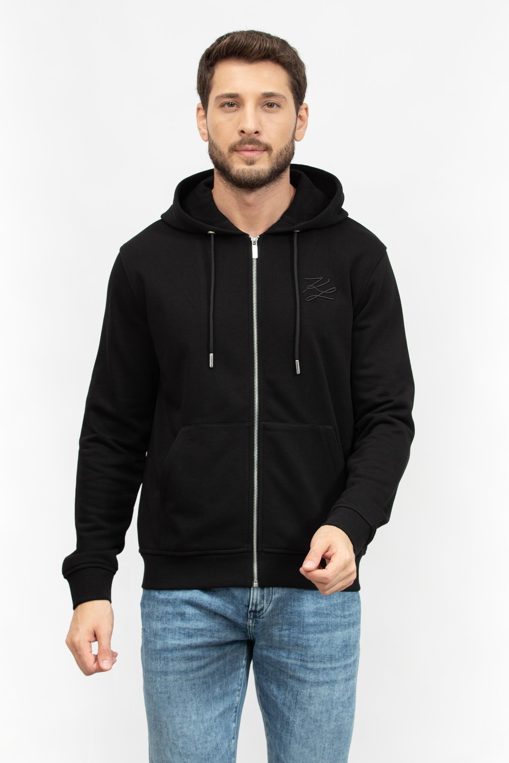 Karl Lagerfeld Erkek Fermuarlı Sweatshirt Siyah