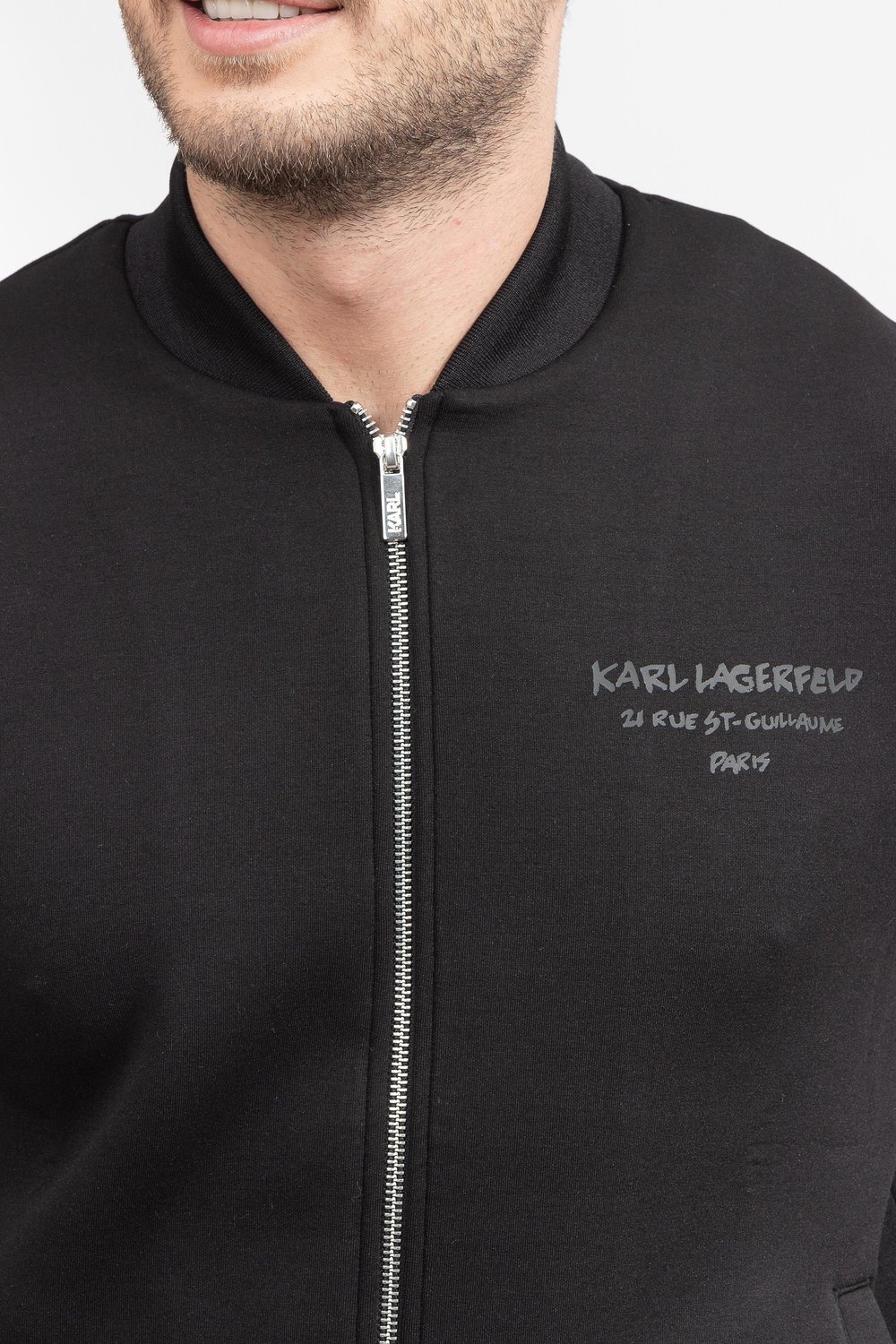 Karl Lagerfeld Erkek Fermuarlı Sweatshirt Siyah