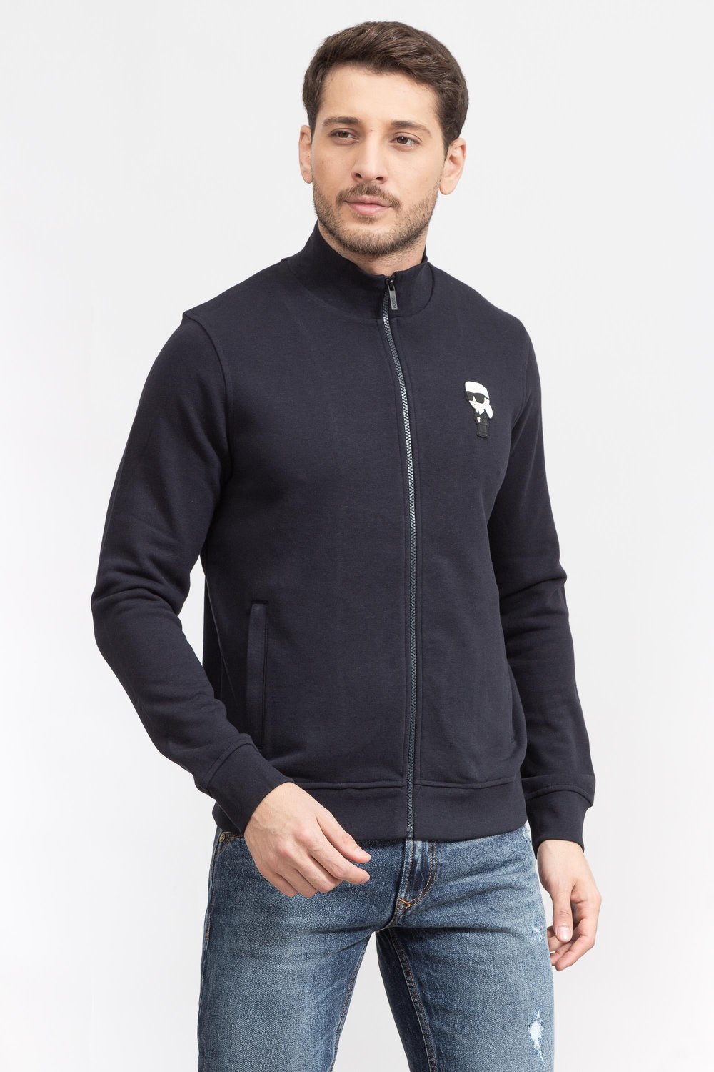 Karl Lagerfeld Erkek Fermuarlı Sweatshirt Parlement Mavi
