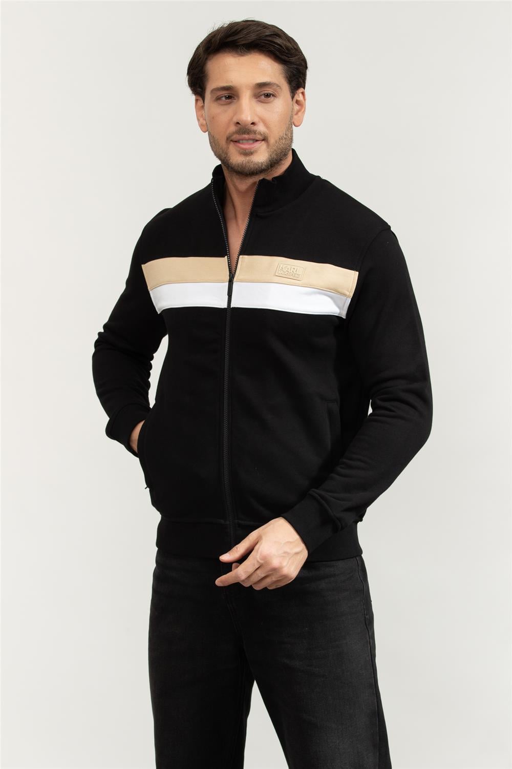 Karl Lagerfeld Erkek Fermuarlı Sweatshirt Siyah