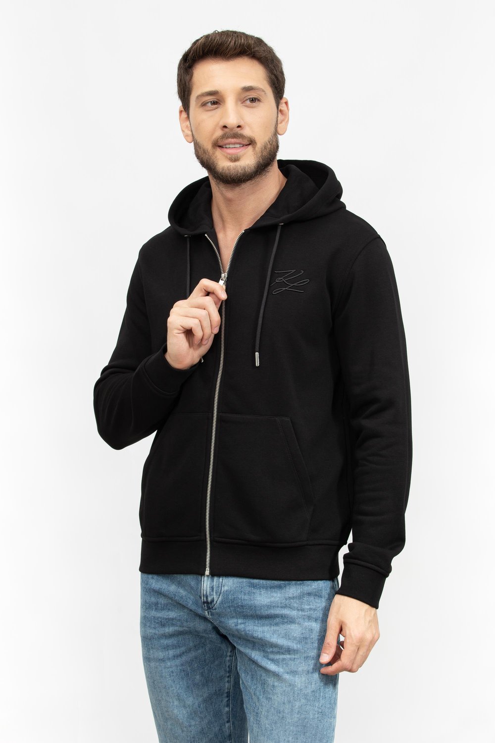 Karl Lagerfeld Erkek Fermuarlı Sweatshirt Siyah