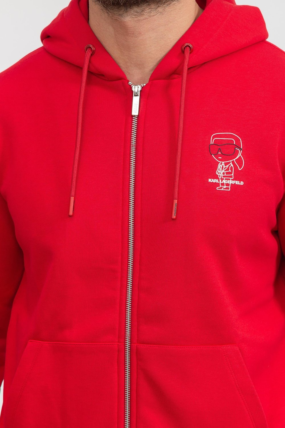 Karl Lagerfeld Erkek Fermuarlı Sweatshirt Kırmızı